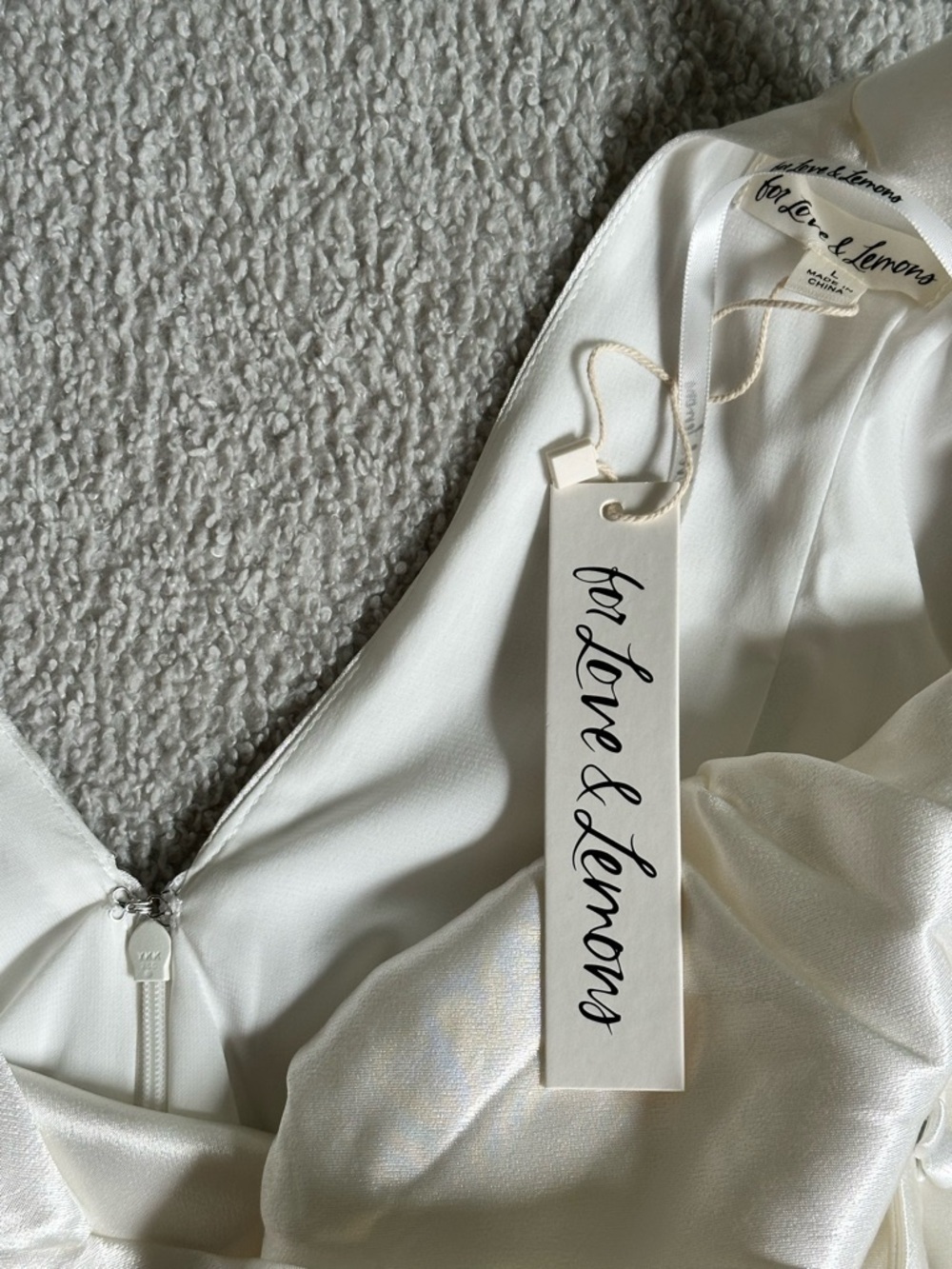 For Love & Lemons Lucy Satin Backless Cut Out Mini Dress in White, NWT, Size L - Picture 7 of 11